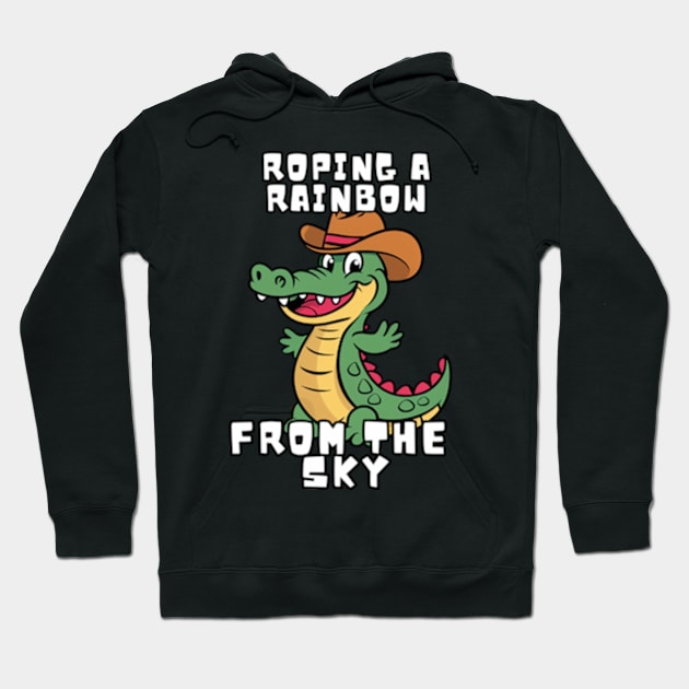 Crocodile With Cowboy Hat Hoodie by Estrella Design